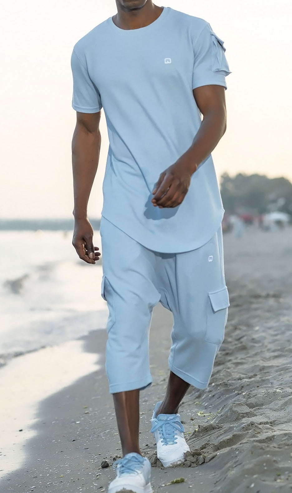 QL IGO Relaxed Cargo Shorts and T-Shirt Set in Sky Blue  MOOMENN Men Clothing  Faithful Nutrition