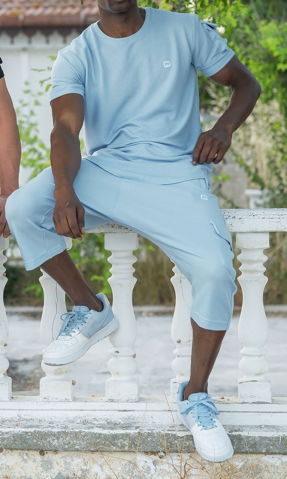 QL IGO Relaxed Cargo Shorts and T-Shirt Set in Sky Blue  MOOMENN Men Clothing  Faithful Nutrition