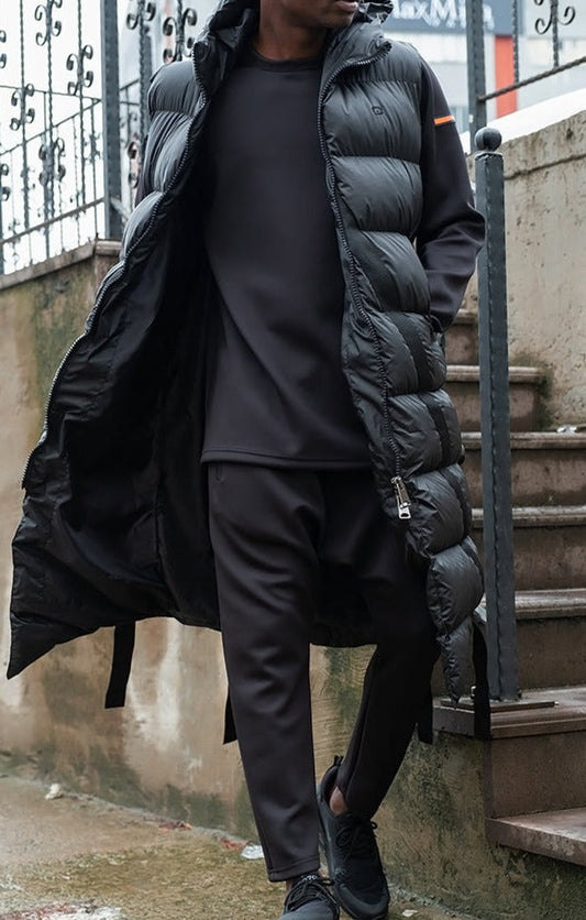 QL Sleeveless Longline Puffer Hooded Gilet Black  MOOMENN Men Clothing WEST-001 DOUDOUNE SMC / Black / XXL Faithful Nutrition