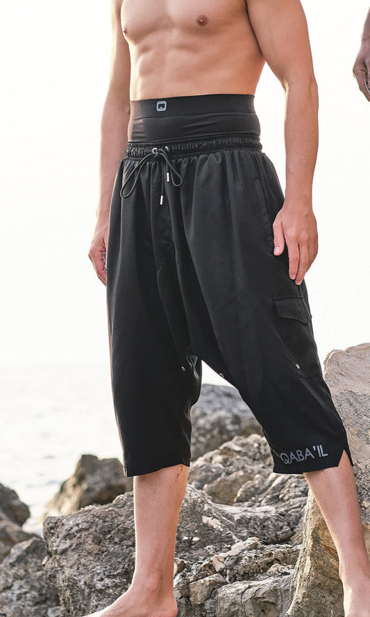 QL Halal Cargo Swim Shorts SB UNI in Black  MOOMENN Men Clothing 5040 Sarouel de bain uni S25 / Black / XXL Faithful Nutrition