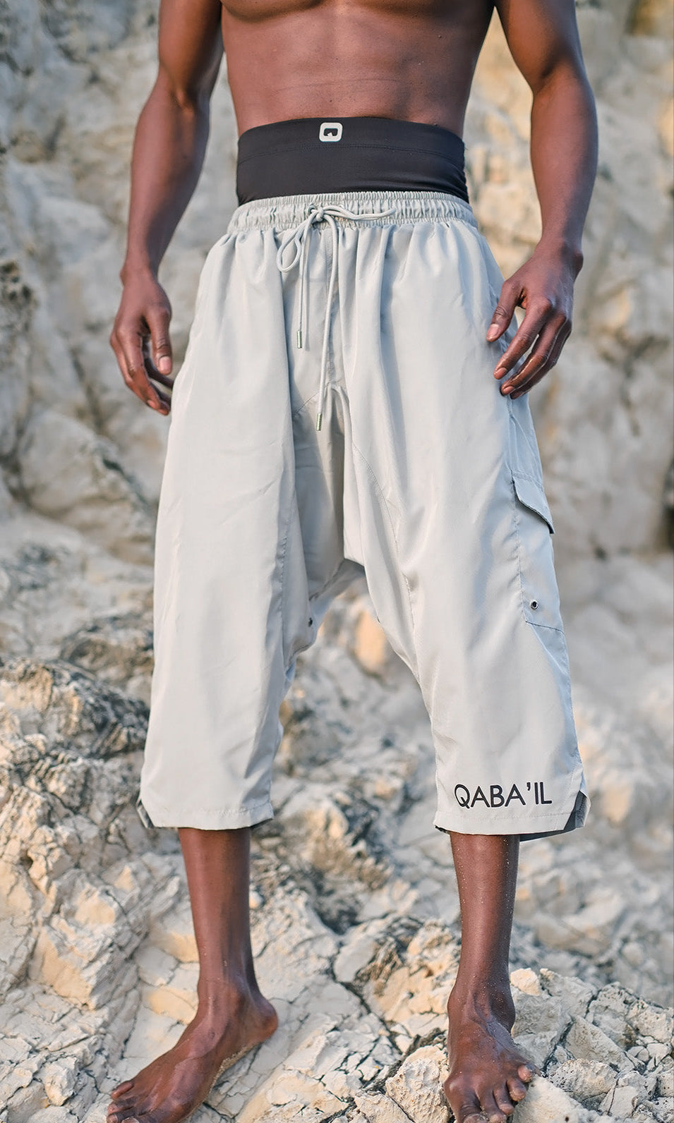 QL Halal Cargo Swim Shorts SB UNI in Grey  MOOMENN Men Clothing 5040 Sarouel de bain uni S25 / Grey / XXL Faithful Nutrition