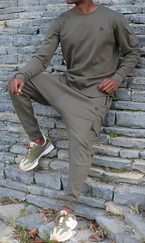 QL Sniper Set Cargo Joggers and Longline Top in Khaki  MOOMENN Men Clothing  Faithful Nutrition