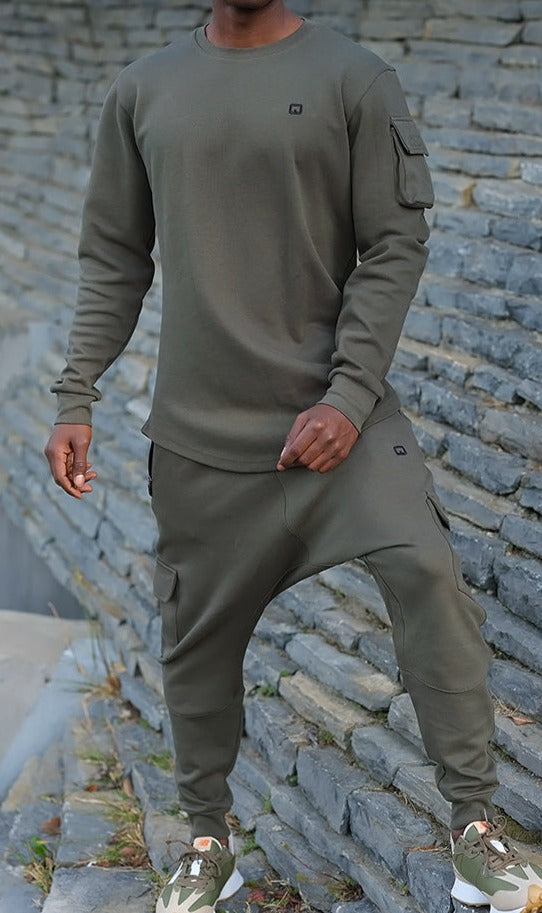 QL Sniper Set Cargo Joggers and Longline Top in Khaki  MOOMENN Men Clothing  Faithful Nutrition