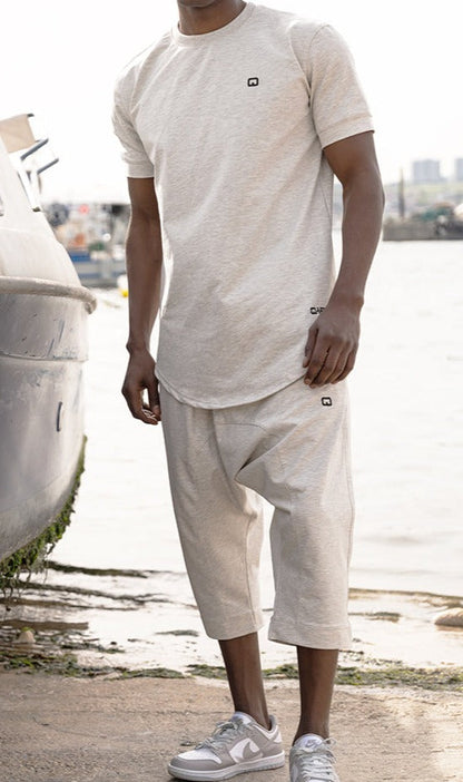 QL Relaxed Fit Nautik Set in Mottled White  MOOMENN Men Clothing 3021 S25 ENSEMBLE NAUTIK / Mottled White / XXL Faithful Nutrition