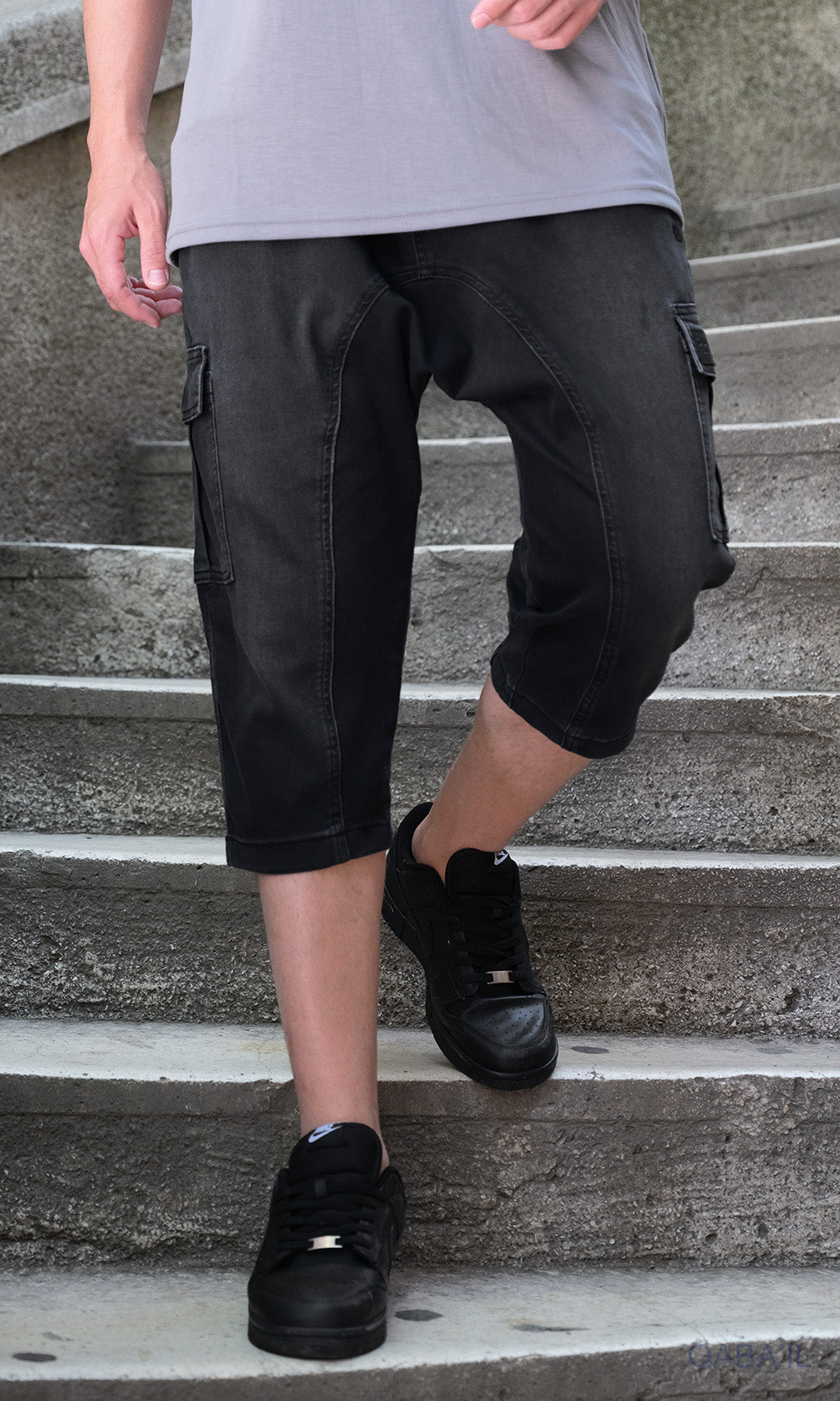 QL Pantacourt Cargo Jeans in Black  MOOMENN Men Clothing 9114 Pantacourt Cargo Jean / Black / XXL Faithful Nutrition