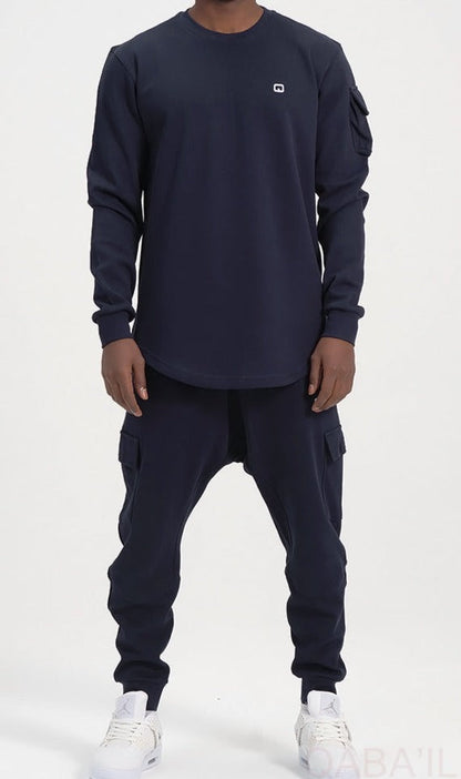 QL Sniper Set Cargo Joggers and Longline Top in Navy Blue  MOOMENN Men Clothing  Faithful Nutrition