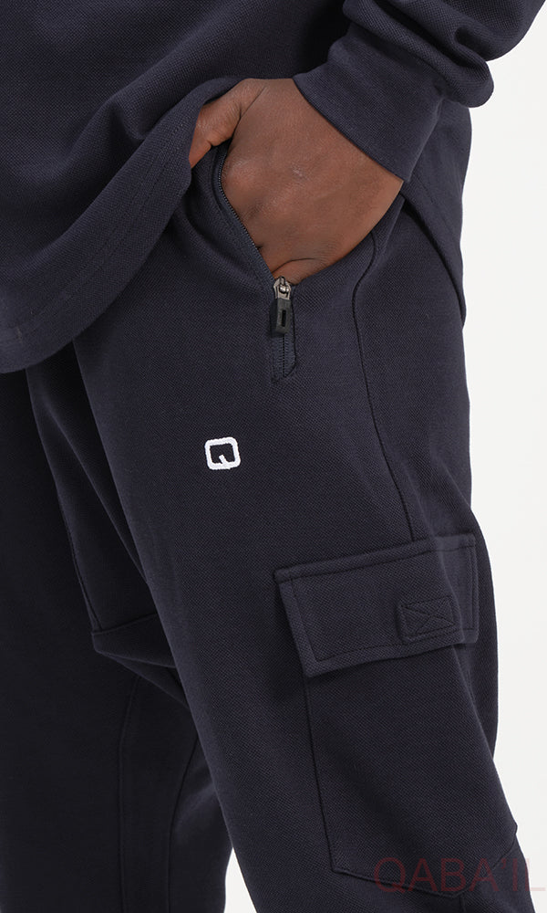 QL Sniper Set Cargo Joggers and Longline Top in Navy Blue  MOOMENN Men Clothing  Faithful Nutrition