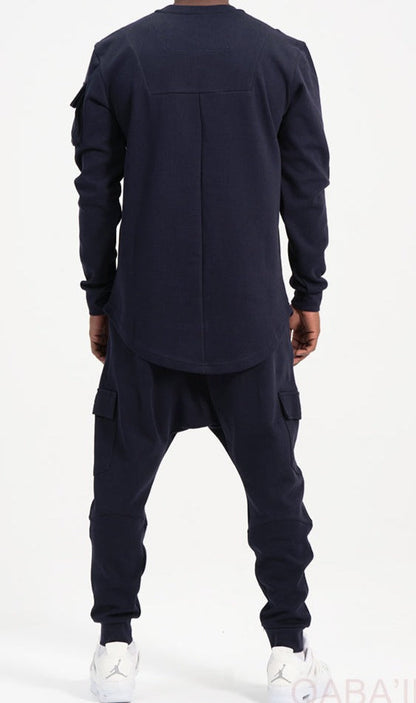 QL Sniper Set Cargo Joggers and Longline Top in Navy Blue  MOOMENN Men Clothing  Faithful Nutrition