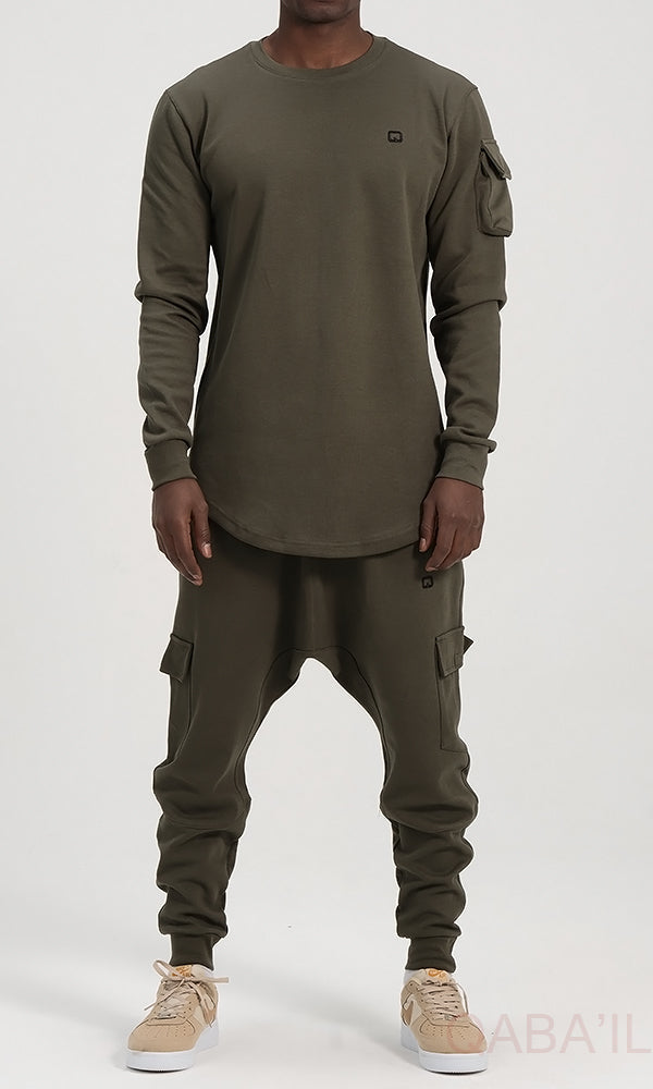 QL Sniper Set Cargo Joggers and Longline Top in Khaki  MOOMENN Men Clothing  Faithful Nutrition
