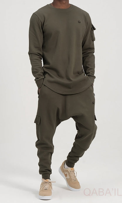 QL Sniper Set Cargo Joggers and Longline Top in Khaki  MOOMENN Men Clothing  Faithful Nutrition