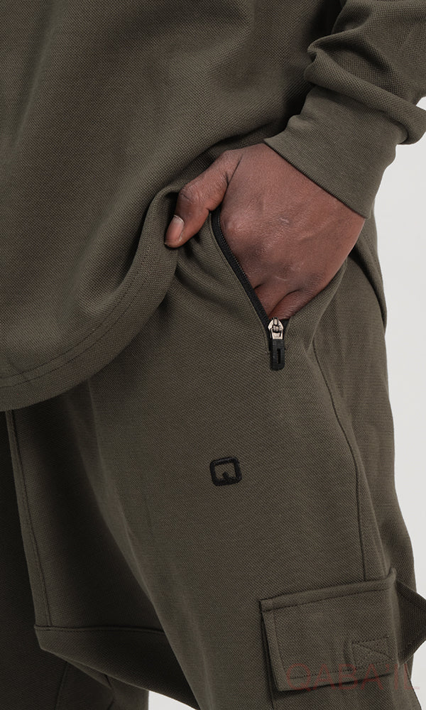 QL Sniper Set Cargo Joggers and Longline Top in Khaki  MOOMENN Men Clothing  Faithful Nutrition