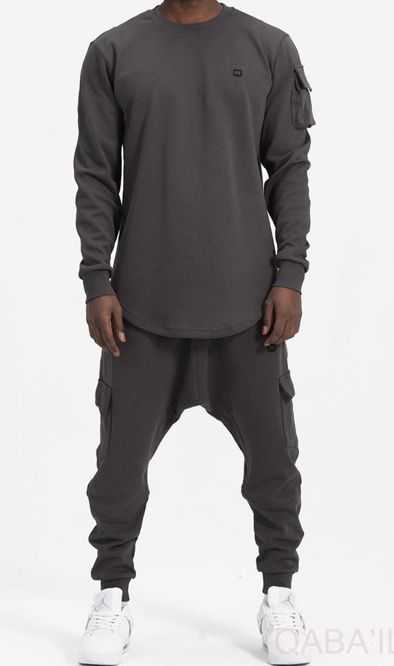 QL Sniper Set Cargo Joggers and Longline Top in Dark Grey  MOOMENN Men Clothing  Faithful Nutrition