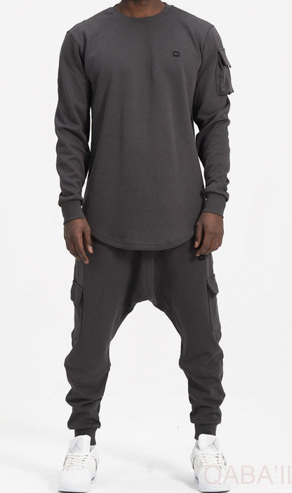 QL Sniper Set Cargo Joggers and Longline Top in Dark Grey  MOOMENN Men Clothing  Faithful Nutrition