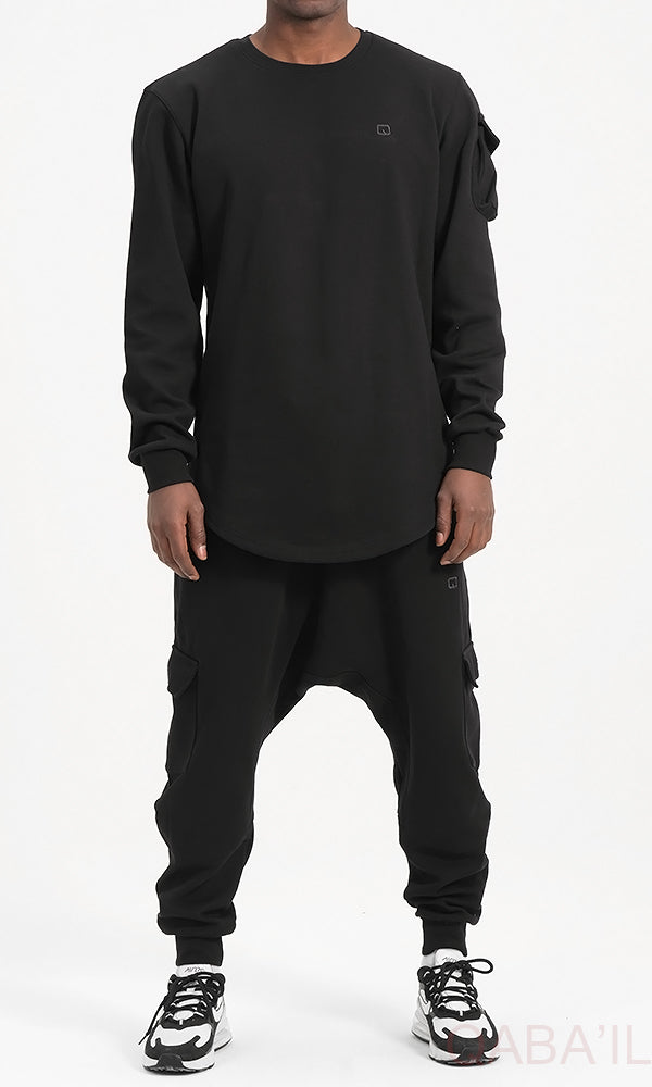 QL Sniper Set Cargo Joggers and Longline Top in Black  MOOMENN Men Clothing  Faithful Nutrition