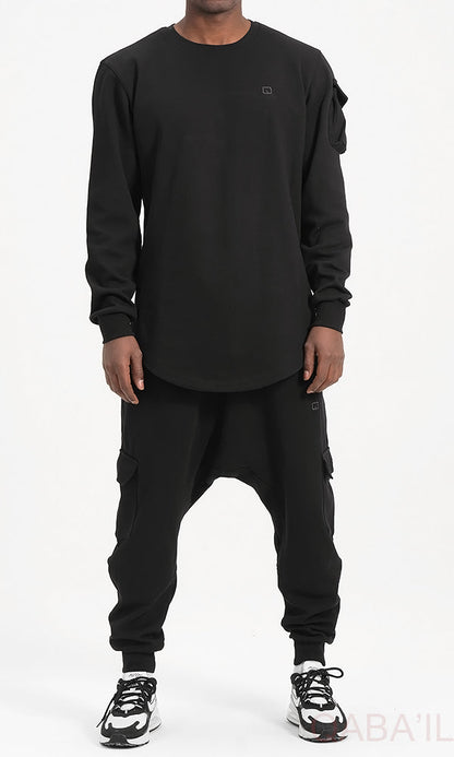 QL Sniper Set Cargo Joggers and Longline Top in Black  MOOMENN Men Clothing  Faithful Nutrition