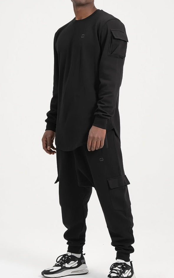QL Sniper Set Cargo Joggers and Longline Top in Black  MOOMENN Men Clothing  Faithful Nutrition