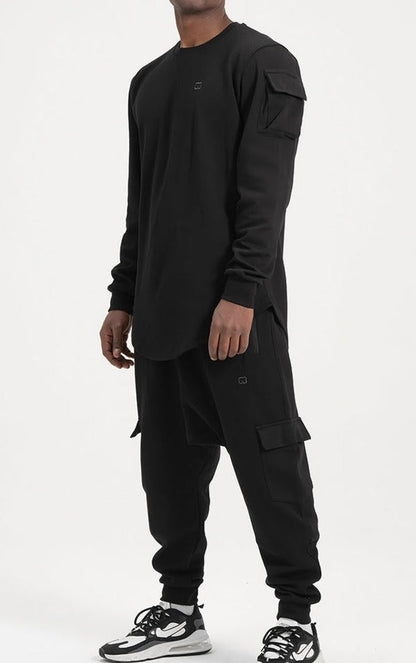 QL Sniper Set Cargo Joggers and Longline Top in Black  MOOMENN Men Clothing  Faithful Nutrition