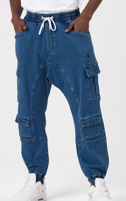 QL Relaxed Denim Cuffed Cargo Stretch in Ocean Blue  MOOMENN Men Clothing 1337 JEAN CARGO STRETCH / Ocean Blue / XXL Faithful Nutrition