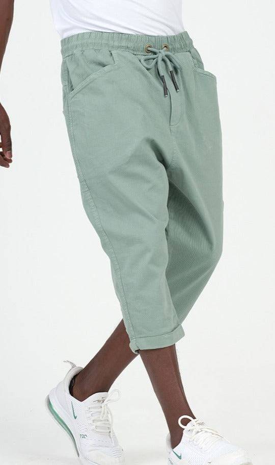 QL Cropped Trousers Stretch in Almond Green  MOOMENN Men Clothing 5030 PANTACOURT COTON STRETCH / Almond Green / XXL Faithful Nutrition