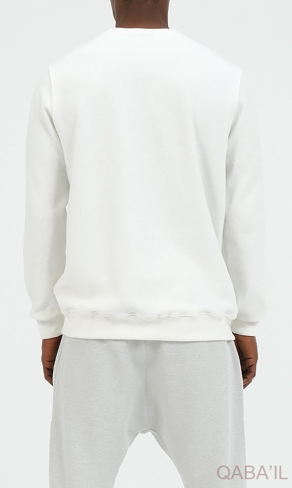 QL Round Collar Longline Sweatshirt in Cream  MOOMENN Men Clothing  Faithful Nutrition