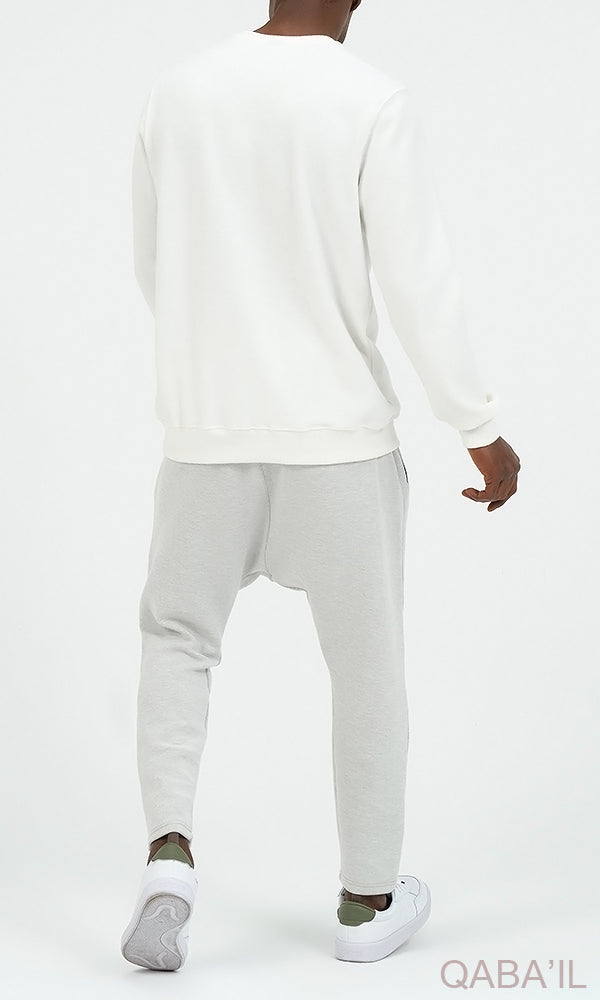 QL Round Collar Longline Sweatshirt in Cream  MOOMENN Men Clothing  Faithful Nutrition