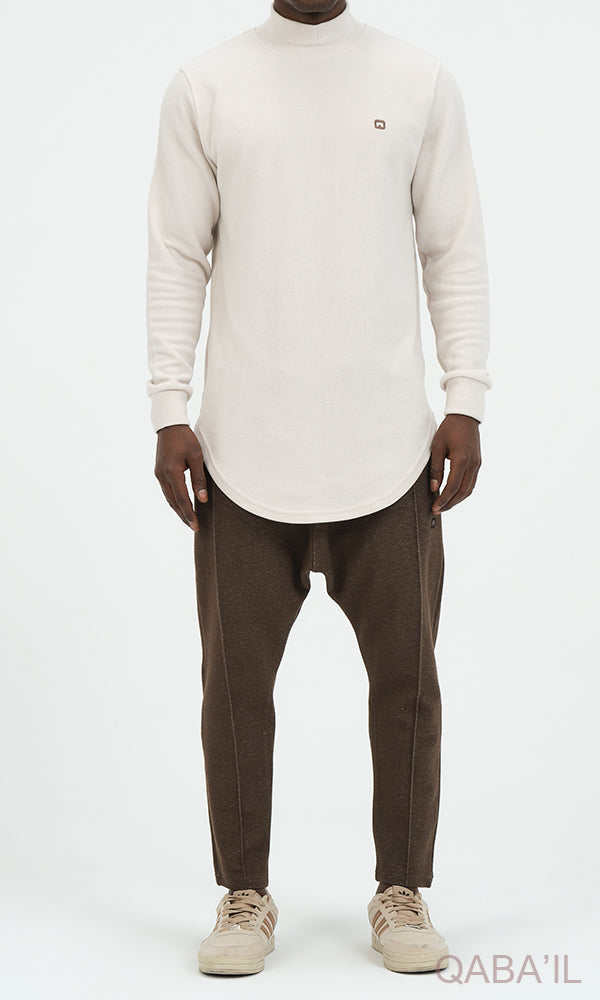 QL Longline High Collar Sweatshirt in Beige  MOOMENN Men Clothing  Faithful Nutrition