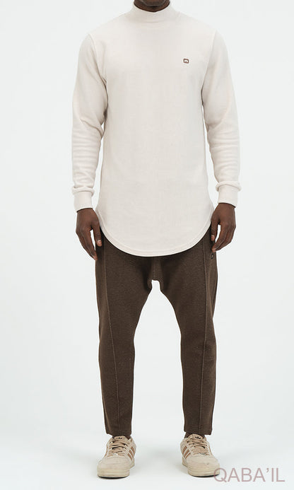 QL Longline High Collar Sweatshirt in Beige  MOOMENN Men Clothing  Faithful Nutrition