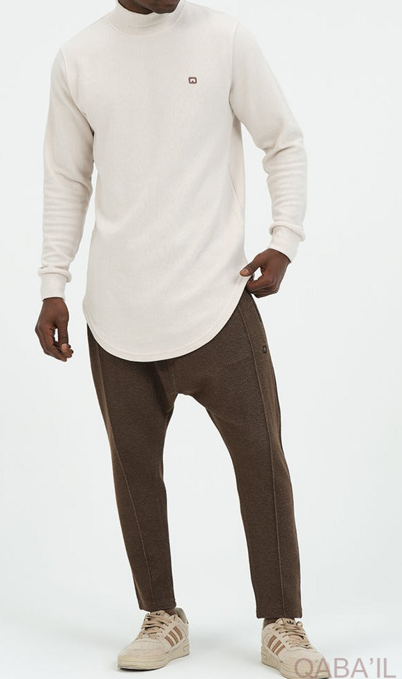 QL Longline High Collar Sweatshirt in Beige  MOOMENN Men Clothing  Faithful Nutrition