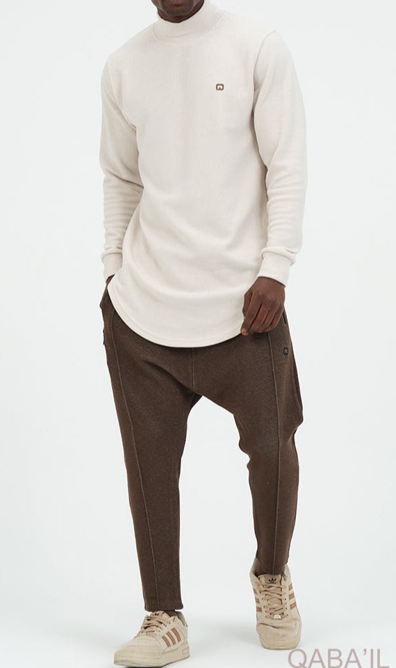 QL Longline High Collar Sweatshirt in Beige  MOOMENN Men Clothing  Faithful Nutrition