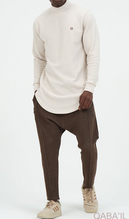 QL Longline High Collar Sweatshirt in Beige  MOOMENN Men Clothing  Faithful Nutrition