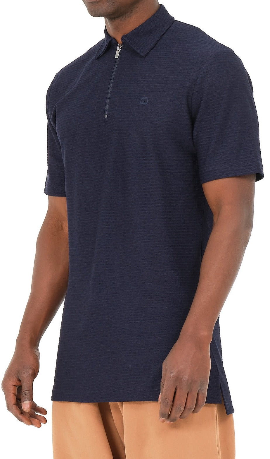 QL Relaxed Polo Zip Up S24 in Navy Blue  MOOMENN Men Clothing  Faithful Nutrition