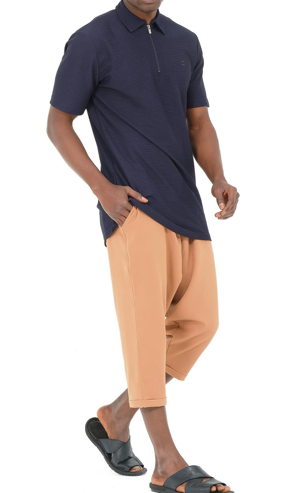 QL Relaxed Polo Zip Up S24 in Navy Blue  MOOMENN Men Clothing  Faithful Nutrition