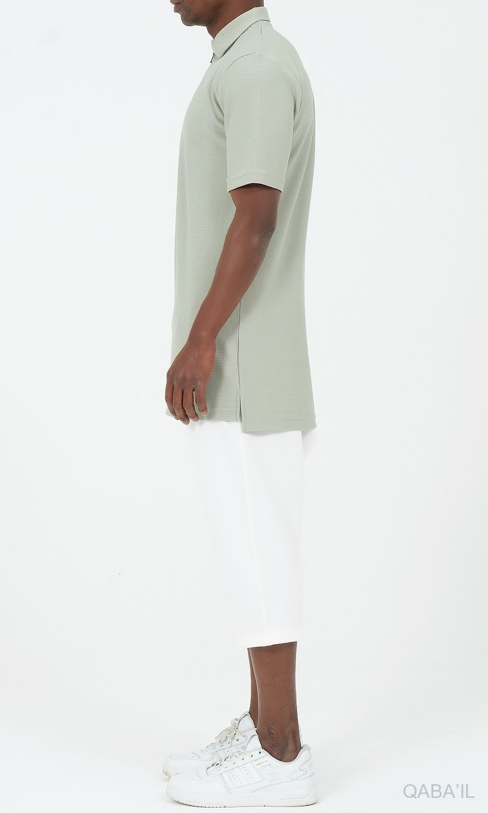 QL Relaxed Polo Zip Up S24 in Almond Green  MOOMENN Men Clothing  Faithful Nutrition