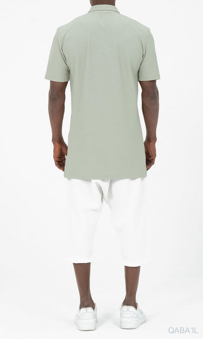 QL Relaxed Polo Zip Up S24 in Almond Green  MOOMENN Men Clothing  Faithful Nutrition