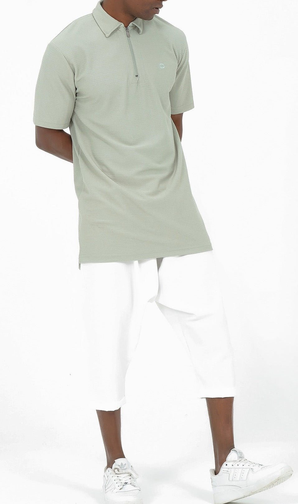 QL Relaxed Polo Zip Up S24 in Almond Green  MOOMENN Men Clothing  Faithful Nutrition