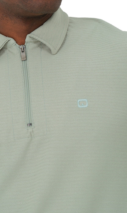 QL Relaxed Polo Zip Up S24 in Almond Green  MOOMENN Men Clothing  Faithful Nutrition