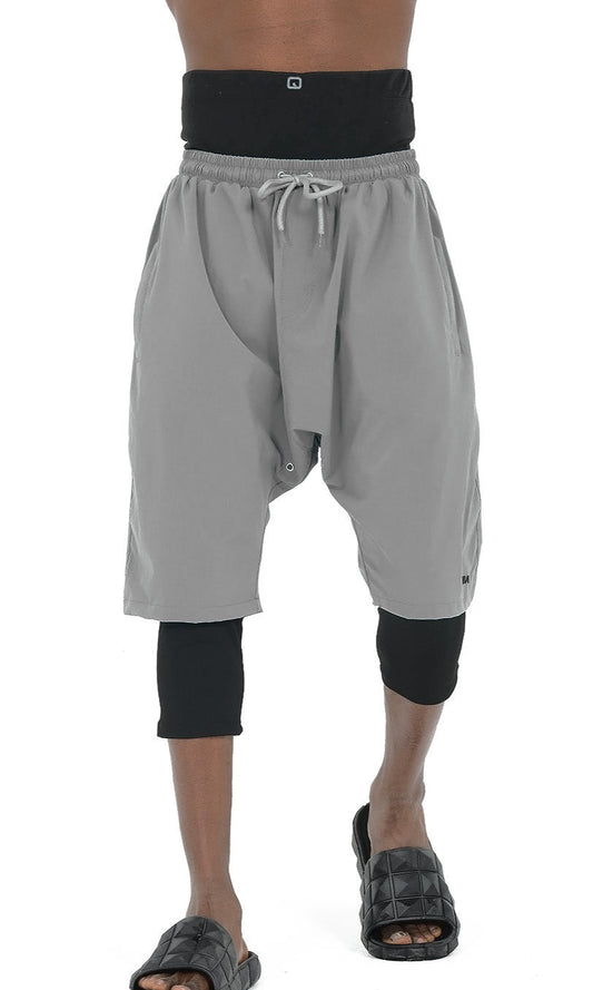 QL Halal Swim Shorts in Light grey and Black  MOOMENN Men Clothing 5032 SAROUEL SWIMSHORT / Light Grey and Black / XX Faithful Nutrition
