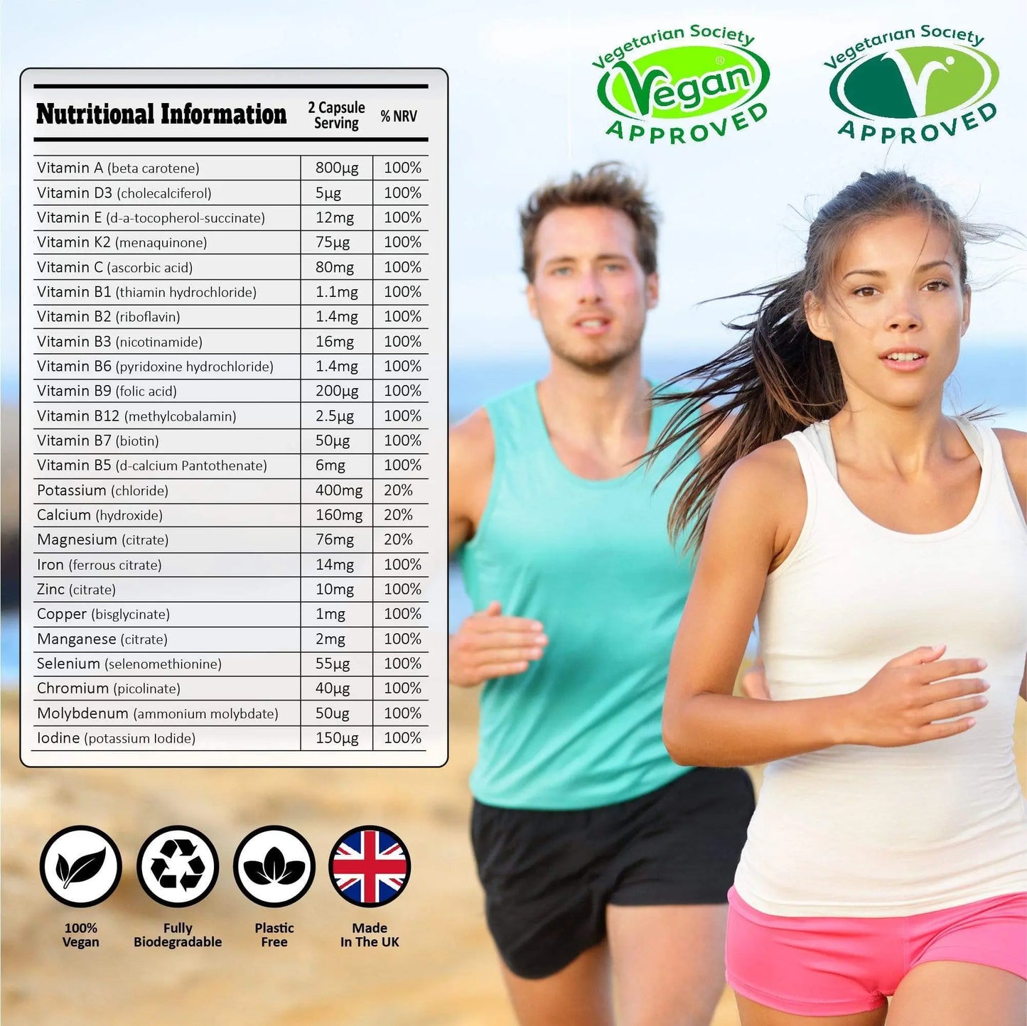 Veganates Ethical UK Vegan Multivitamin Supplement - Capsules - Faithful Nutrition