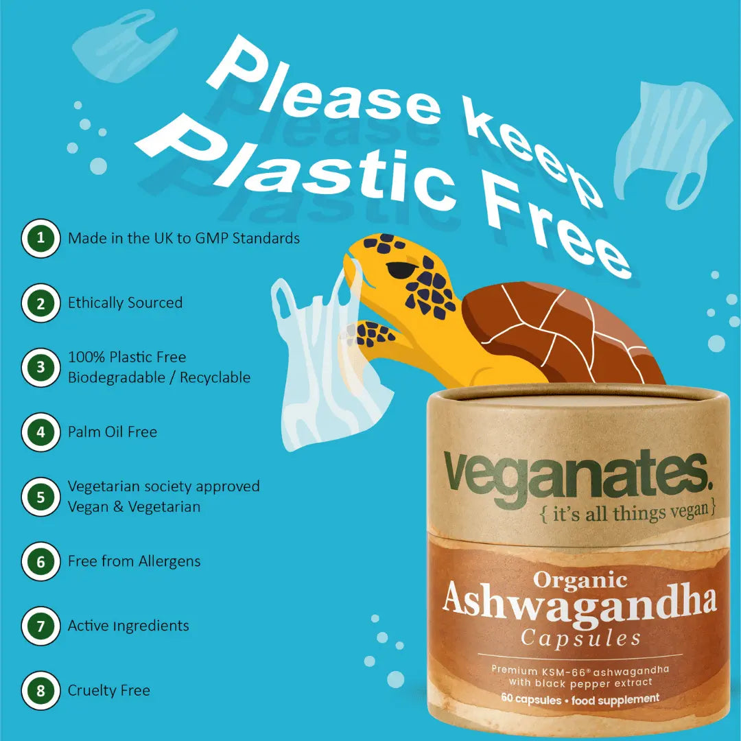 Veganates Organic Ashwagandha KSM - 66 500mg Vegan Capsules 60 Capsules - Capsules - Faithful Nutrition