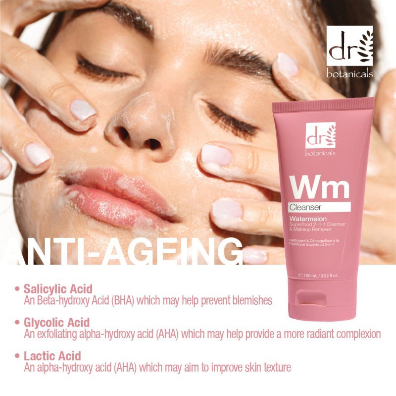 Watermelon Superfood 2 - in - 1 Cleanser & Makeup Remover with Glycolic Acid, Salicylic Acid and Lactic Acid 100ml - Cleanser - Faithful Nutrition