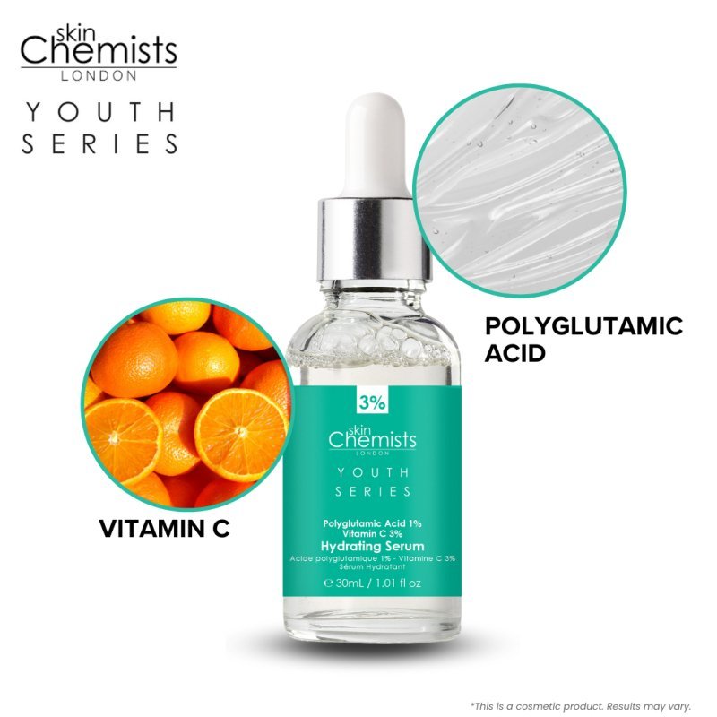 Hydrating Serum Polyglutamic Acid 1%, Vitamin C 3% 30ml - Facial Serum - Faithful Nutrition