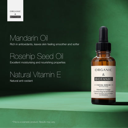 Mandarin Orange Correcting Facial Serum - 30ml - Brightening & Hydrating with Vitamin C, Aloe Vera, & Sea Buckthorn for Radiant, Even - Toned Skin - Facial Serum - Faithful Nutrition