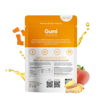 Gumi Vitamins DEFENCE Ashwagandha, Ginger & Turmeric Gummies - Gummies - Faithful Nutrition