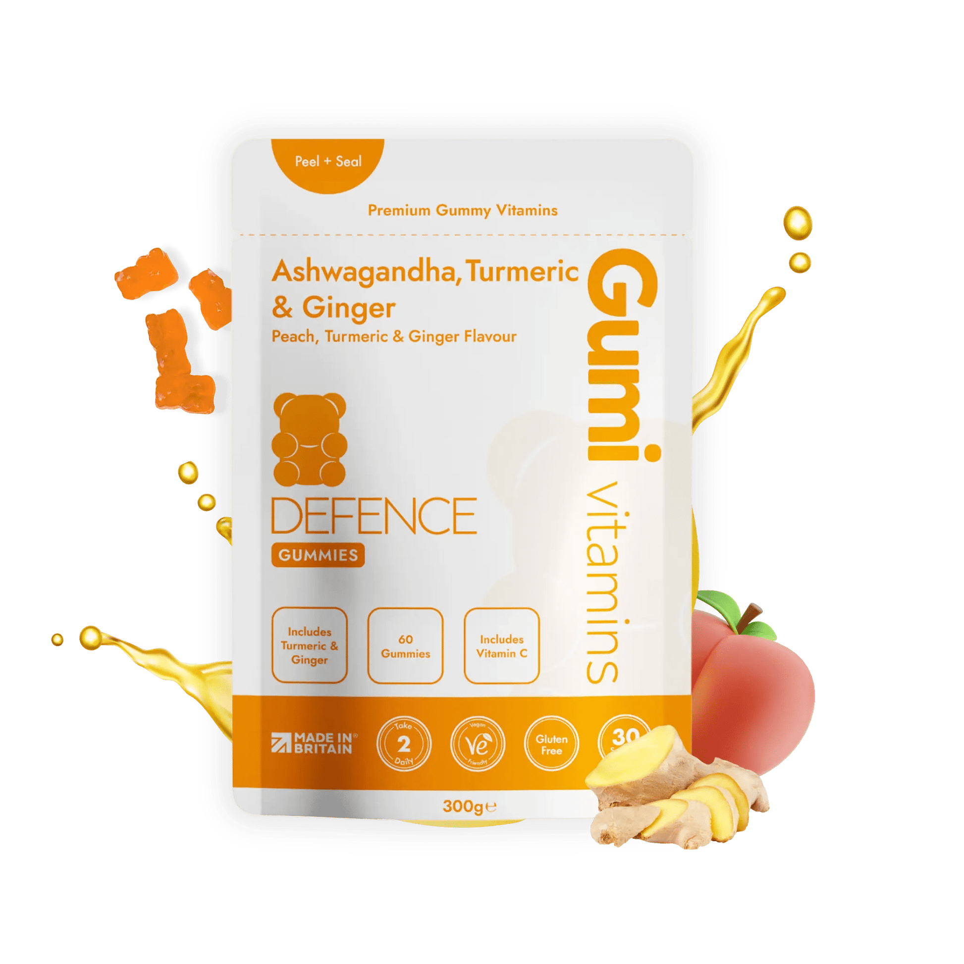 Gumi Vitamins DEFENCE Ashwagandha, Ginger & Turmeric Gummies - Gummies - Faithful Nutrition