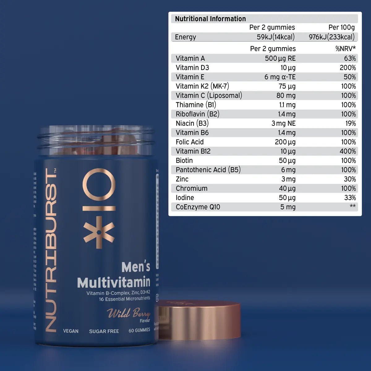 Nutriburst Men's Multivitamin 60 Gummies Wild Berry - Gummies - Faithful Nutrition