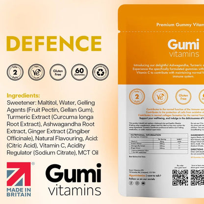 Gumi Vitamins DEFENCE Ashwagandha, Ginger & Turmeric Gummies - Gummies - Faithful Nutrition