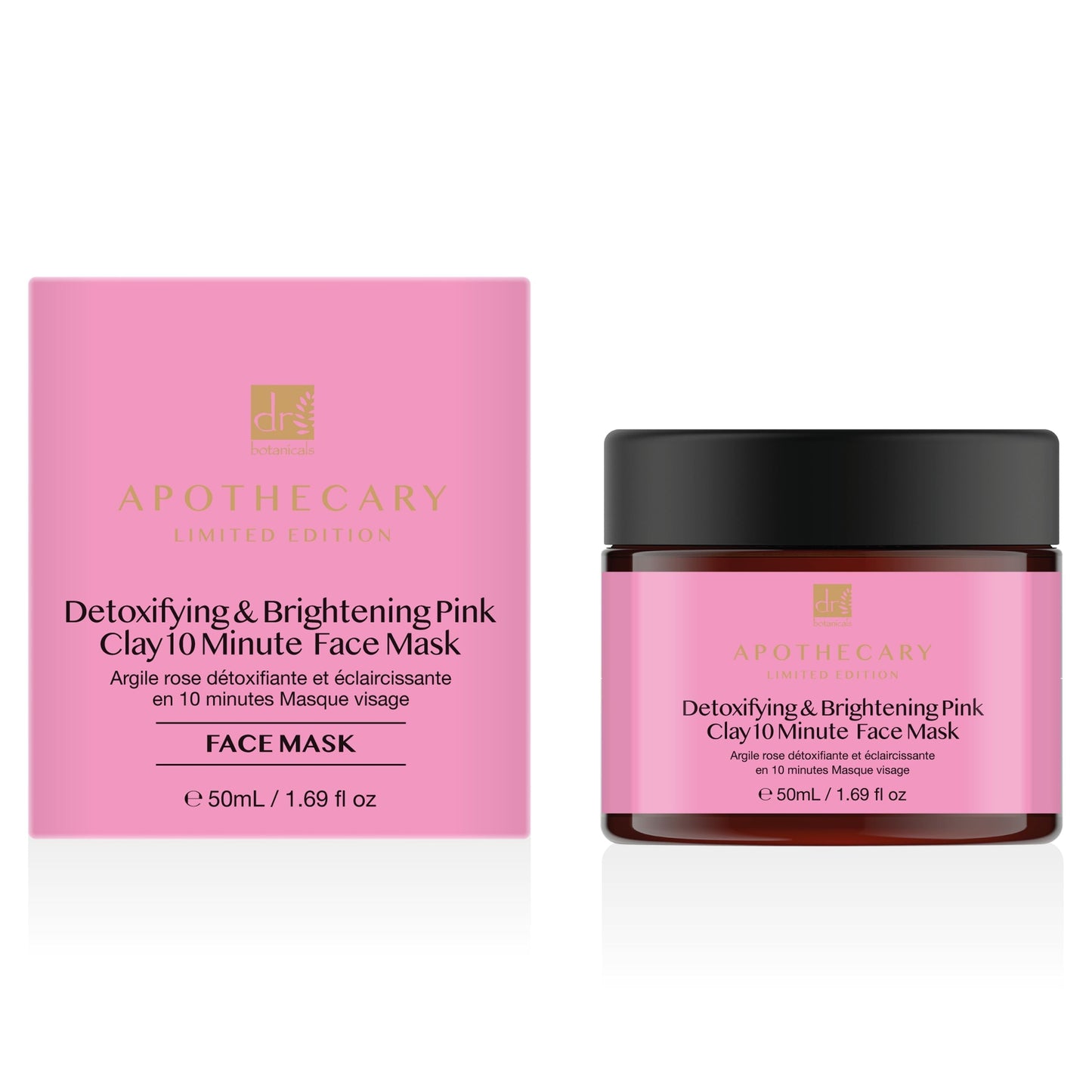 Dr Botanicals Detoxifying & Brightening Pink Clay 10 Minute Face Mask 50ml Twin Value Savings Pack - Kit - Faithful Nutrition