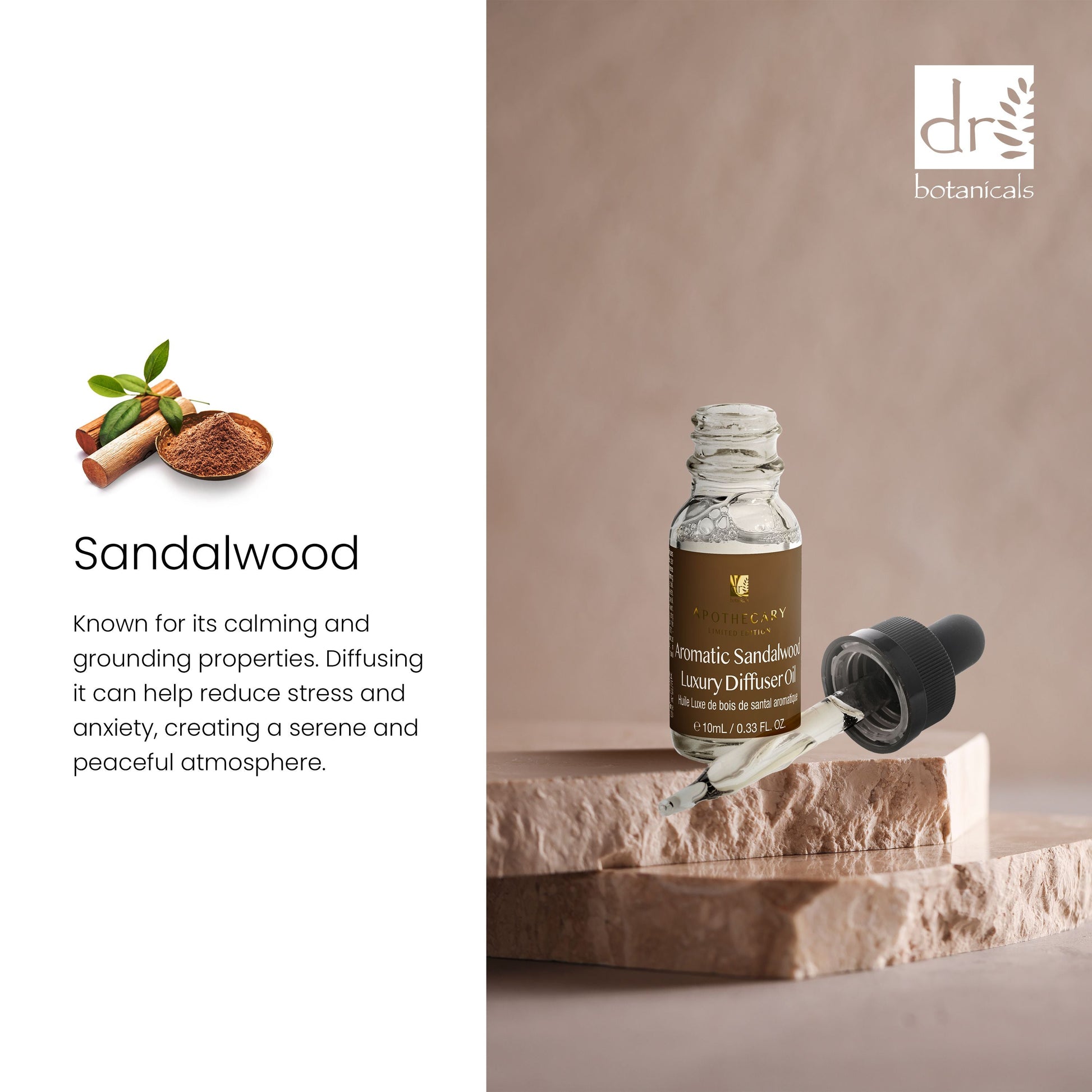 Dr Botanicals Aromatic Sandalwood Luxury Diffuser Oil 10ml Twin Value Savings Pack - Kit - Faithful Nutrition