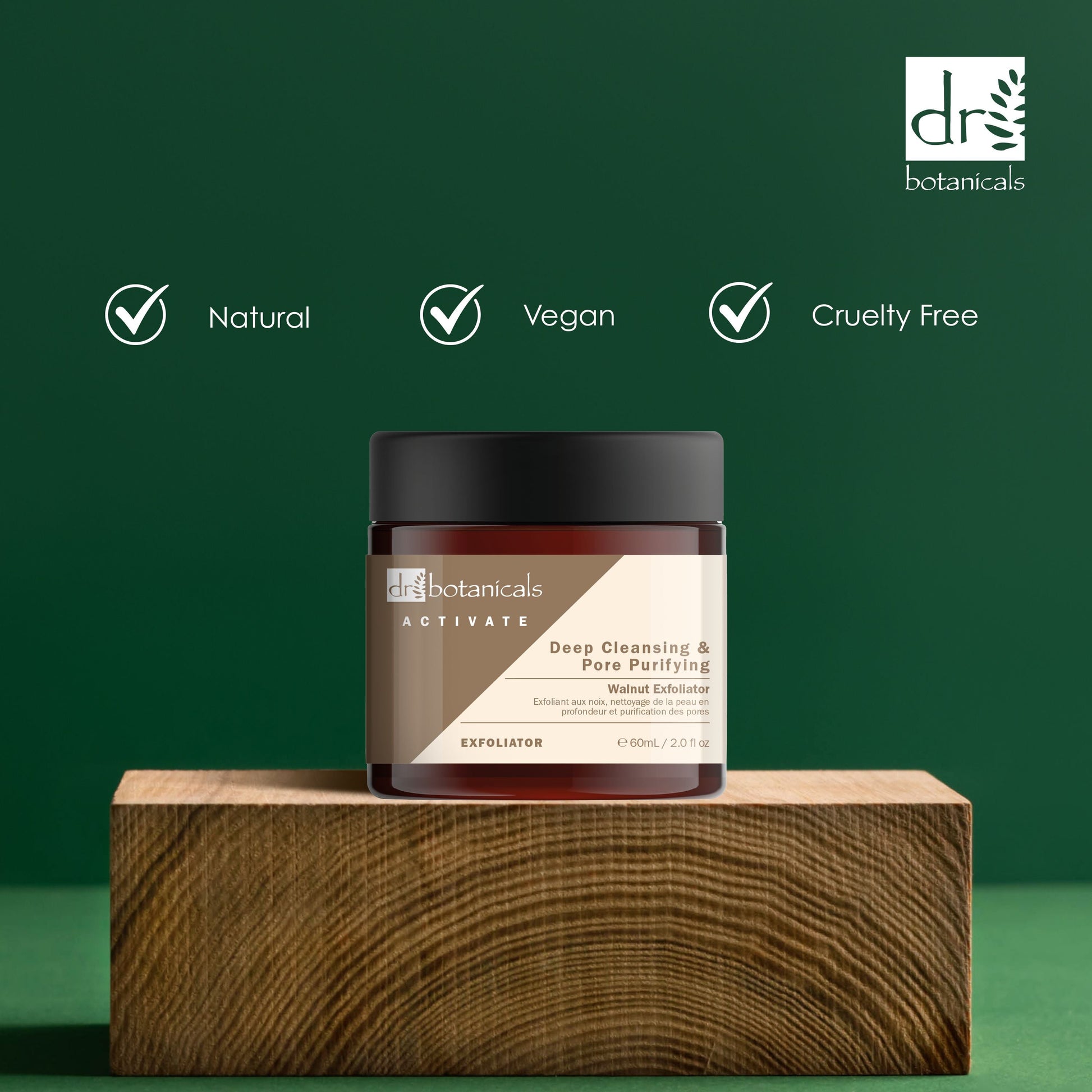 Dr Botanicals Activate Deep Cleansing & Pore Purifying Walnut Exfoliator 60ml Twin Value Savings Pack - Kit - Faithful Nutrition