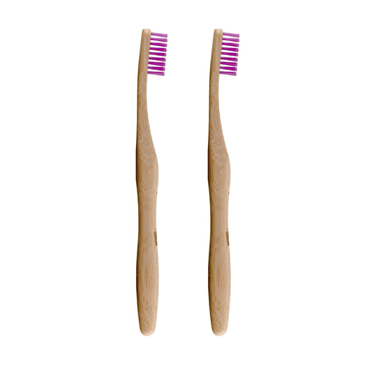 Dr Botanicals Bamboo Toothbrush Purple Twin Value Savings Pack - Kit - Faithful Nutrition